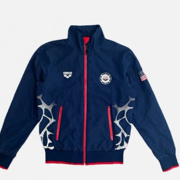 USA Swimming by Arena Swim Warm Up Full Zip‎ Jacket Unisex Navy Blue Size S - Picture 1 of 9